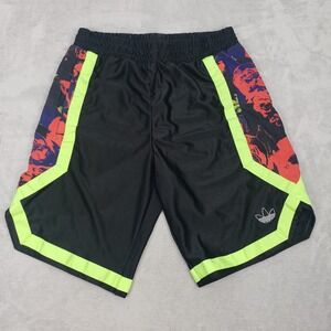 Adidas Festivo Men's M Basketball Shorts Black Neon Green Floral Athletic Long